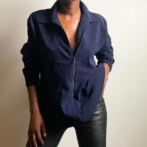 Lightweight navy blue zipper up